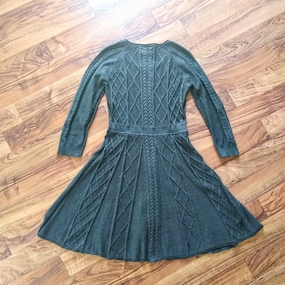 Calvin Klein long sleeve cable knit sweater dress fit & flair - Picture 2 of 5